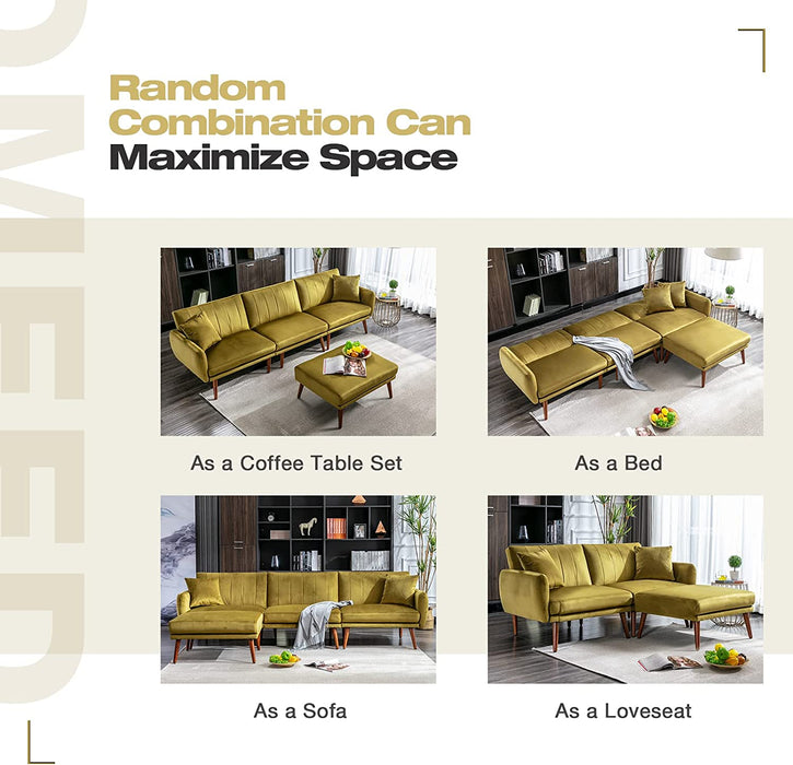 Modern Velvet L-Shaped Sectional Sofa