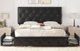 Black Full Size Upholstered Platform Bed with Drawers