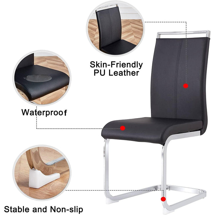 6-Piece Armless Dining Room Chairs with Metal Legs, Black