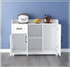 White Wood Buffet Cabinet with Drawer and Cabinets