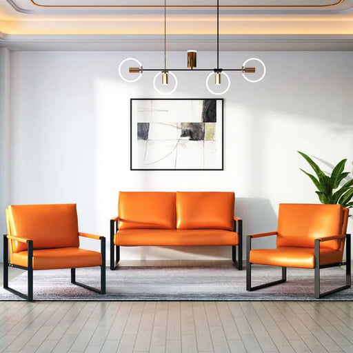 Carlean 3 Piece Faux Leather Configurable Living Room Set