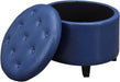 Blue Faux Leather round Ottoman by Designs4Comfort