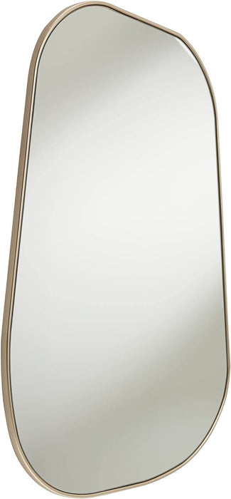 Reuleaux Rectangular Vanity Decorative Accent Wall Mirror Modern Asymmetrical Curved Corner Champagne Gold Frame 26" Wide for Bathroom Bedroom Living Room Home Office Entryway