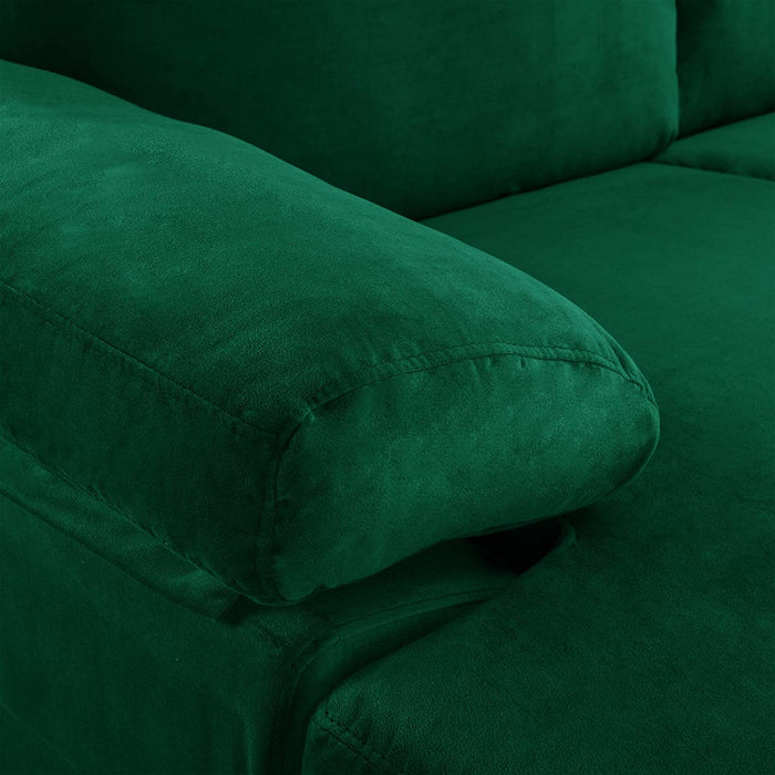 Large Green Velvet L-Shape Sectional Sofa