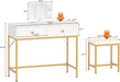 White and Gold Tri-Fold Vanity Desk