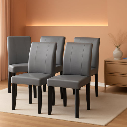 Modern PU Leather Kitchen Chairs (Set of 4, Grey)
