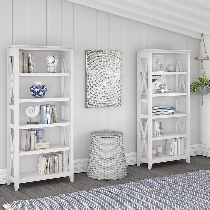 White Oak Bookcase Set with 5 Shelves