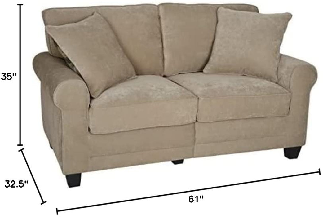 Tan Modern Upholstered Loveseat