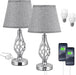 Touch Table Bedside Lamps Set with USB C Ports