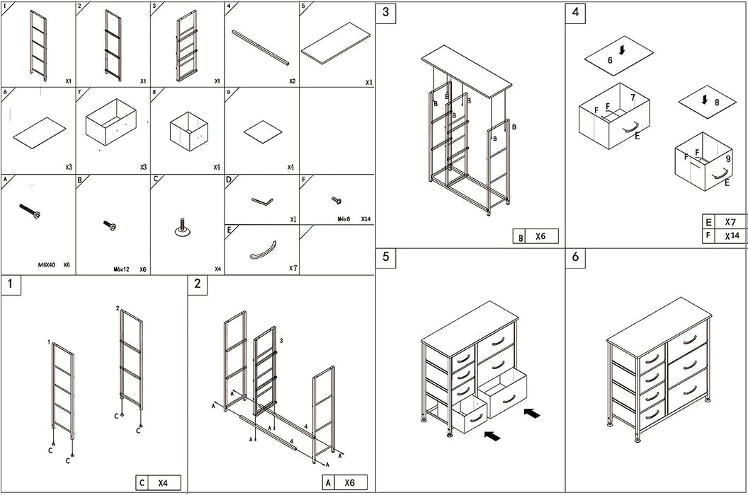 Vertical Dresser Storage Tower with 7 Drawers, Black