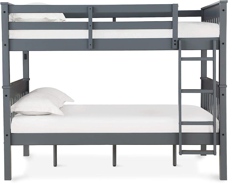 Full over Full Bunk Bed W/ USB Port, Gray