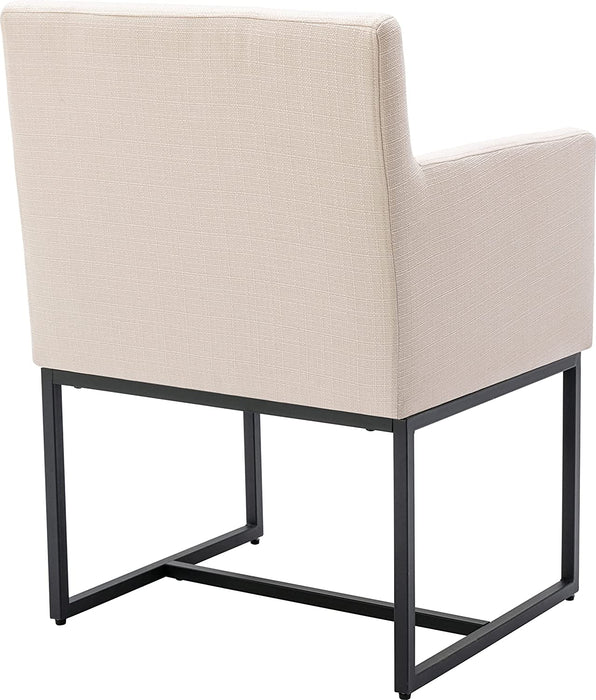 Set of 6 Modern Upholstered Dining Chair with Arm, Cream/Black