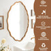 24 * 36 Inch Brushed Gold Oval Ripple Bathroom Mirror Wall Mounted Large Modern Countryside Suitable for Washroom, Bedroom, Living Room, Entryway