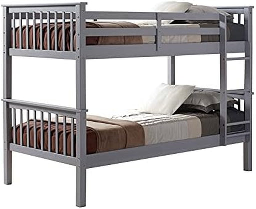 Mission Style Solid Wood Twin over Twin Bunk Bed, Grey