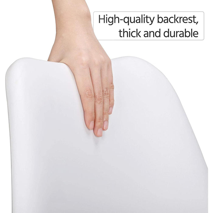 Set of 4 White DSW Accent Shell Chairs, Beech Wood Legs, Mid Century Modern Eiffel Inspired, PU Upholstered