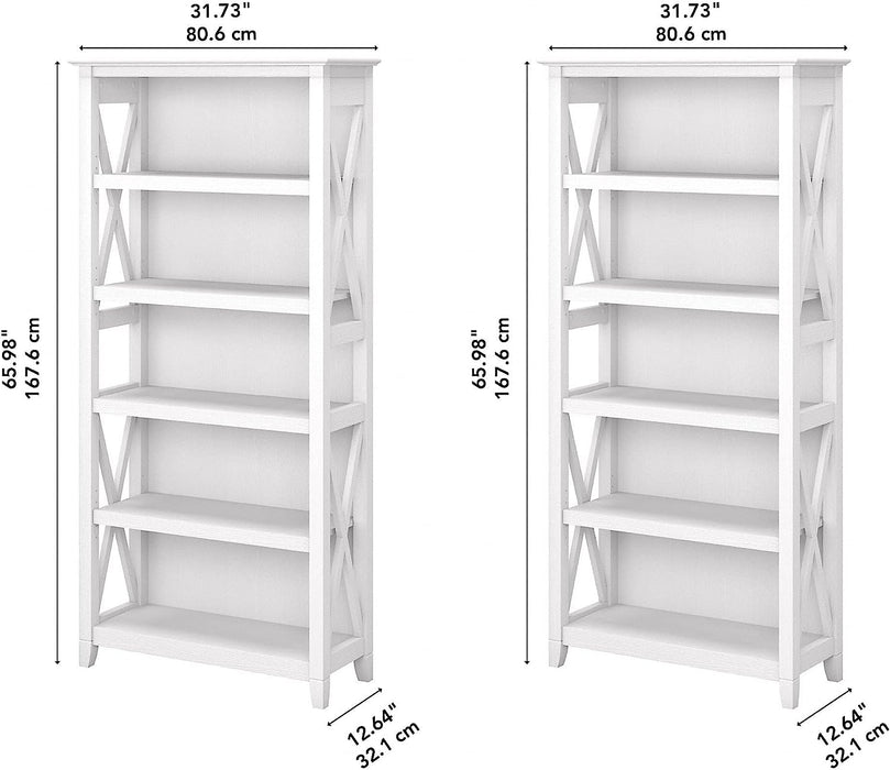 White Oak Bookcase Set with 5 Shelves