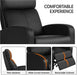 Leather Recliner Sofa Modern Chaise Couch Black