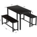 Rectangular Dining Table and Chairs for 4, Modern Wood Bench Dining Room Table Set