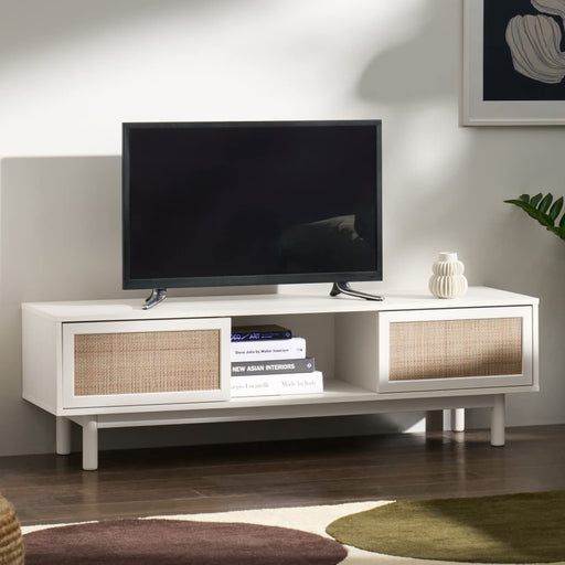 White Rattan TV Stand for 60″ TV