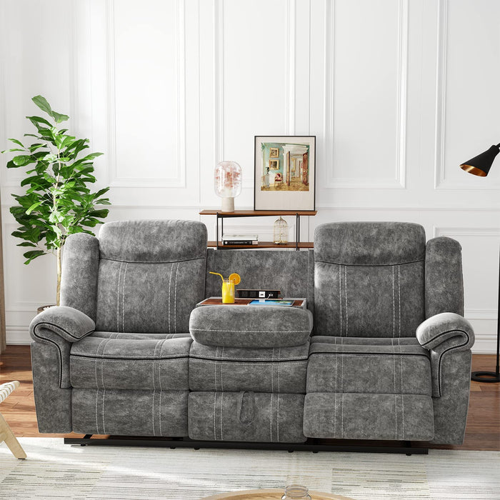 Zubaida Sofa (Glider & Motion) - - 2-Tone Gray Velvet.