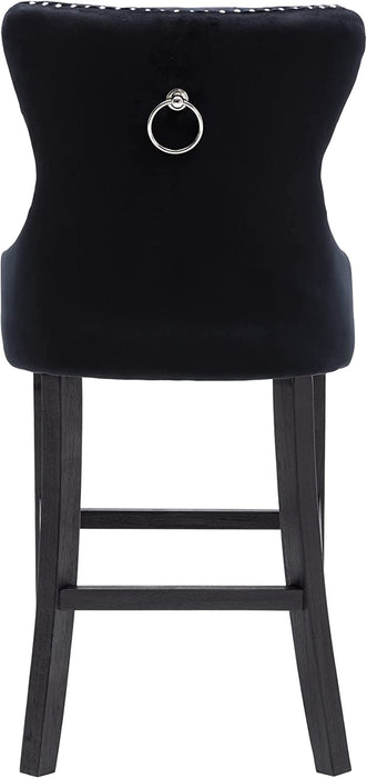 Set of 2 Upholstered Velvet Cushion Barstools