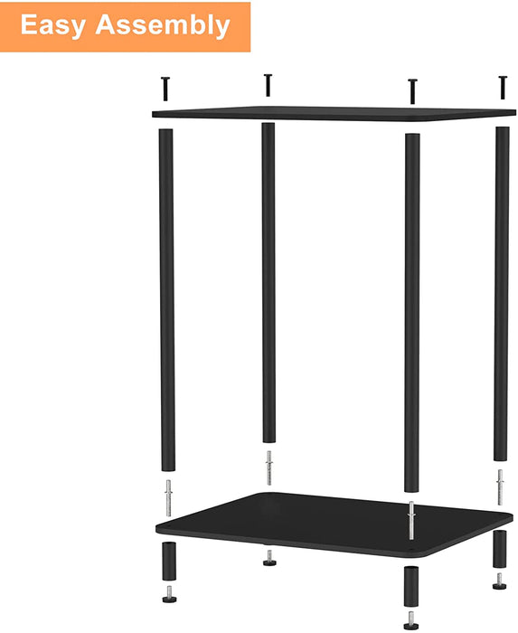 Industrial 2-Tier Nightstands Set of 2, Black