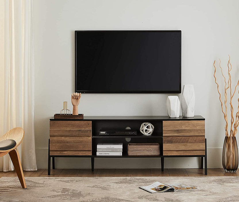 Black and Oak TV Stand for 65 Inch Flat Screen