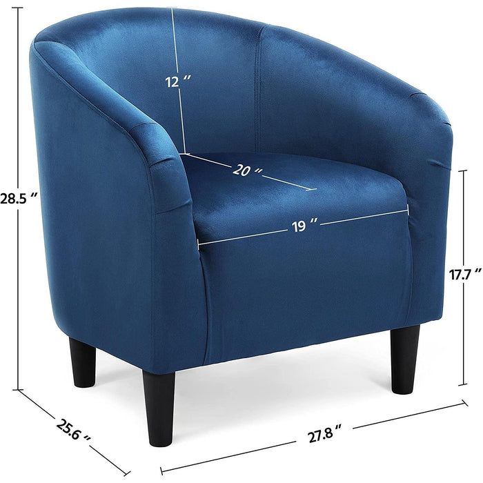Pagoda Blue Velvet Club Chair with Armrests