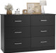 Black 6-Drawer Bedroom Dresser for Storage