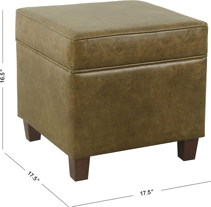 Distressed Brown Ottoman with Removable Top