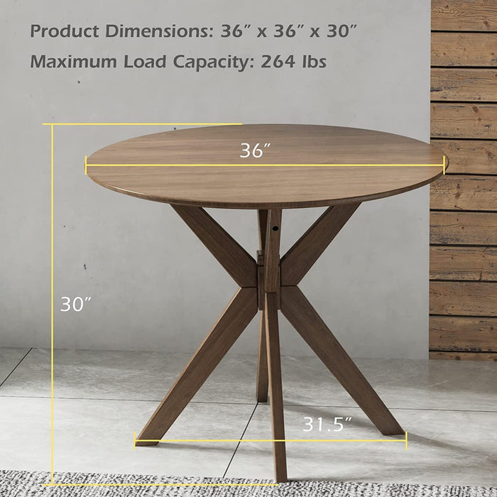 Round Wood Dining Table with Intersecting Pedestal Base