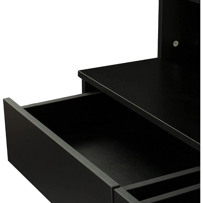 Large Vanity Set with 10 Lights Bulbs, 2 Drawers (Black)