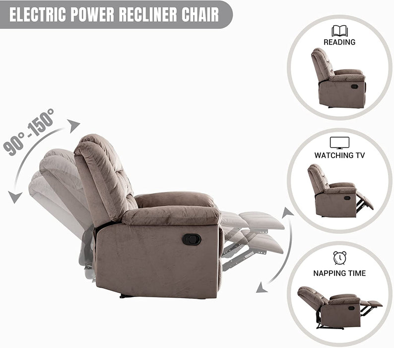 Oversized Classic Manual Recliner Sofa (Brown)