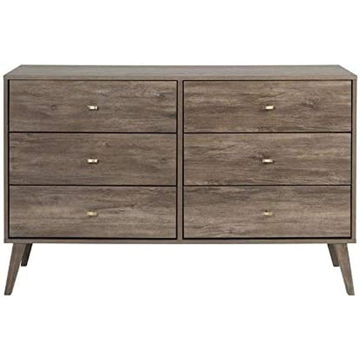 Mid-Century 6-Drawer Dresser, Drifted Gray