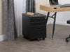 Black 3-Drawer Mobile File Cabinet with Lock