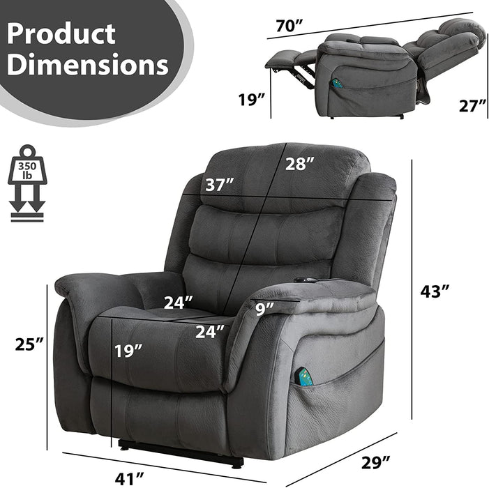 Dual Motor Large Power Lift Recliner Chair, Electric, Dark Blue