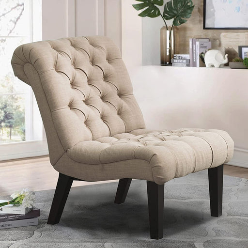 Modern Khaki Accent Chair with Wood Legs