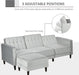 Grey Velvet L-Shaped Recliner Sofa Bed