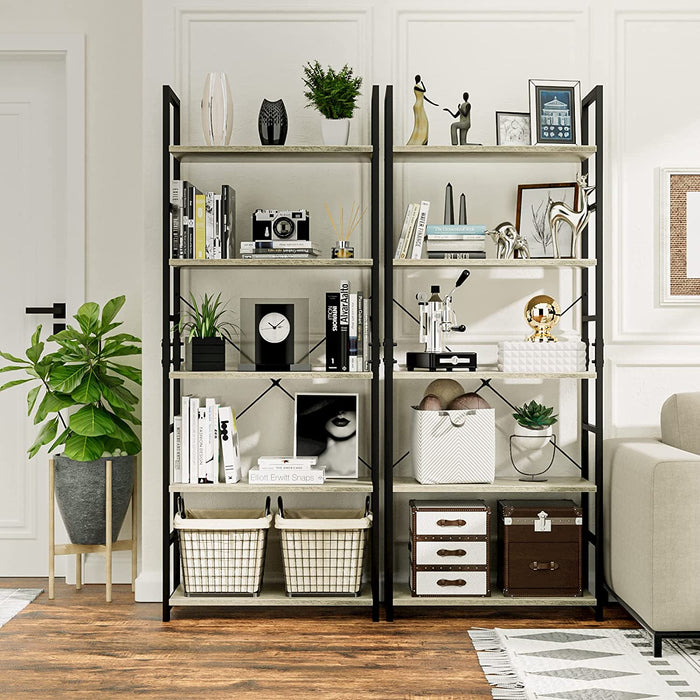 Modern 5-Tier Bookshelf for Home Office and Living Room