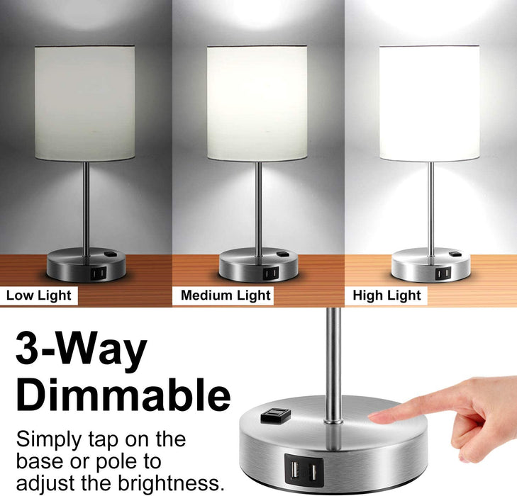 Touch Control Table Lamp with USB Ports and Outlet