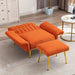 Orange Velvet Chair with Ottoman and Armrests