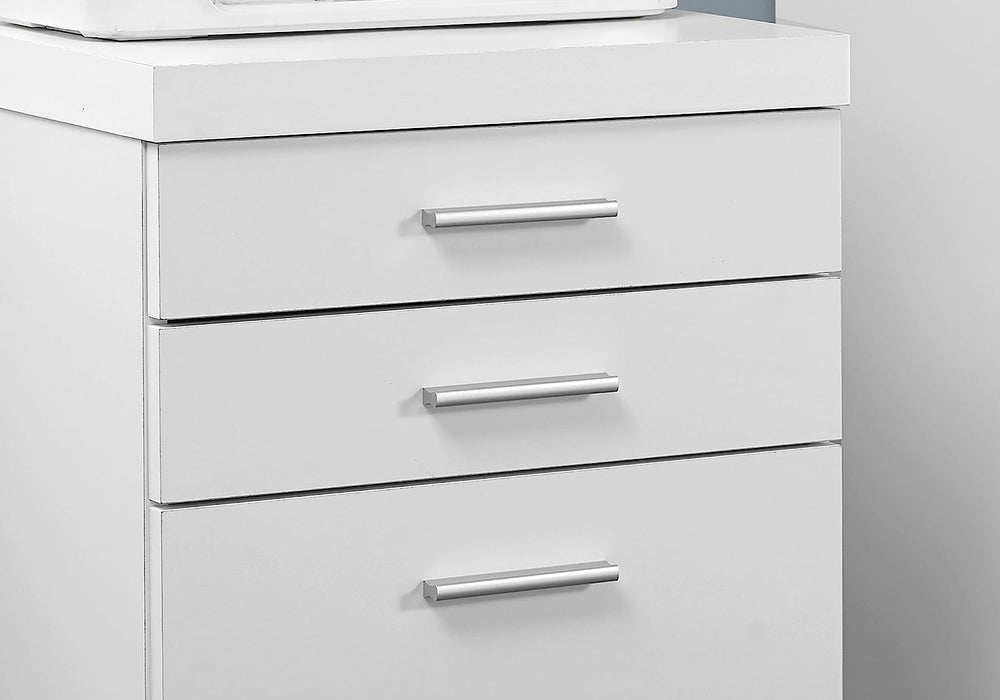 White 3-Drawer File Cabinet with Castors