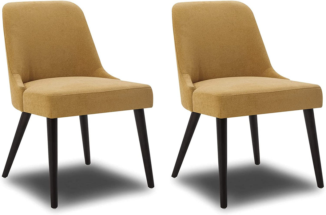 Mid-Century Modern Fabric Accent Chair, Set of 2, Yellow