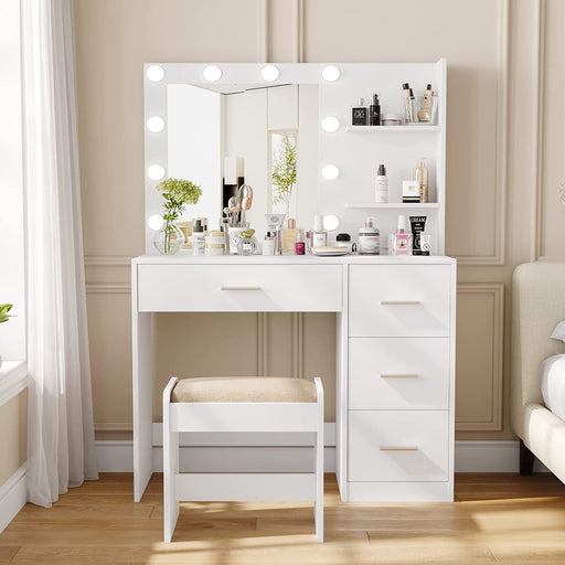 Makeup Vanity Table Set with Lighted Mirror