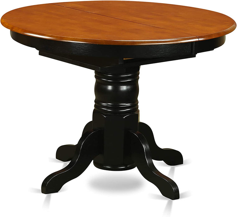 Wooden Oval Kitchen Table with Black Finish, Cherry Top