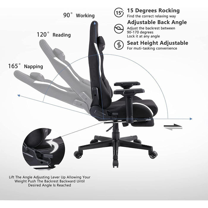 Ergonomic Gaming Chair with Massage and Footrest
