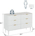 White 6 Drawer Double Dresser, Imitation Marble Texture