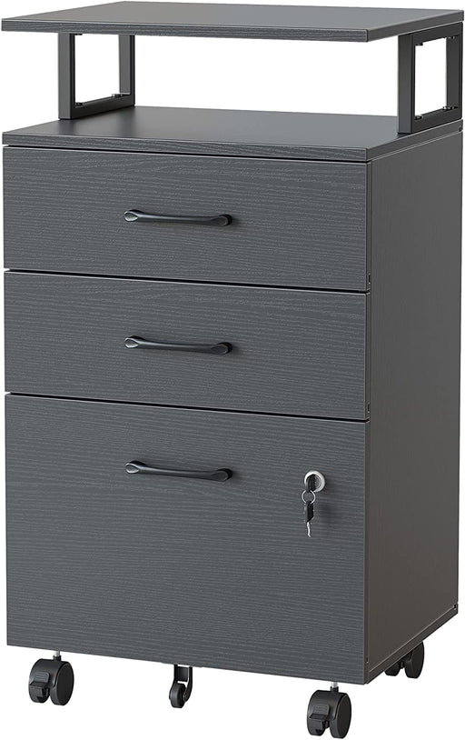 Lockable 3-Drawer Rolling File Cabinet for Home Office