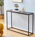 Narrow Faux Marble Console Table with Metal Frame