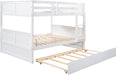 Detachable Full Bunk Bed with Trundle, Wood